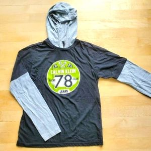 Calvin Klein Jeans Boys Hoodie Size Large Long Sleeve Racing Shirt Youth Kid L